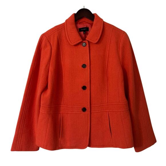 Talbots Wool Blend Button Front Orange Blazer Size 16 - Picture 1 of 5